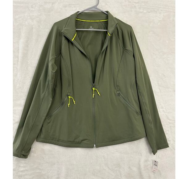 NWT T by Talbots Green Zip Track Jacket L Performance - Picture 1 of 9